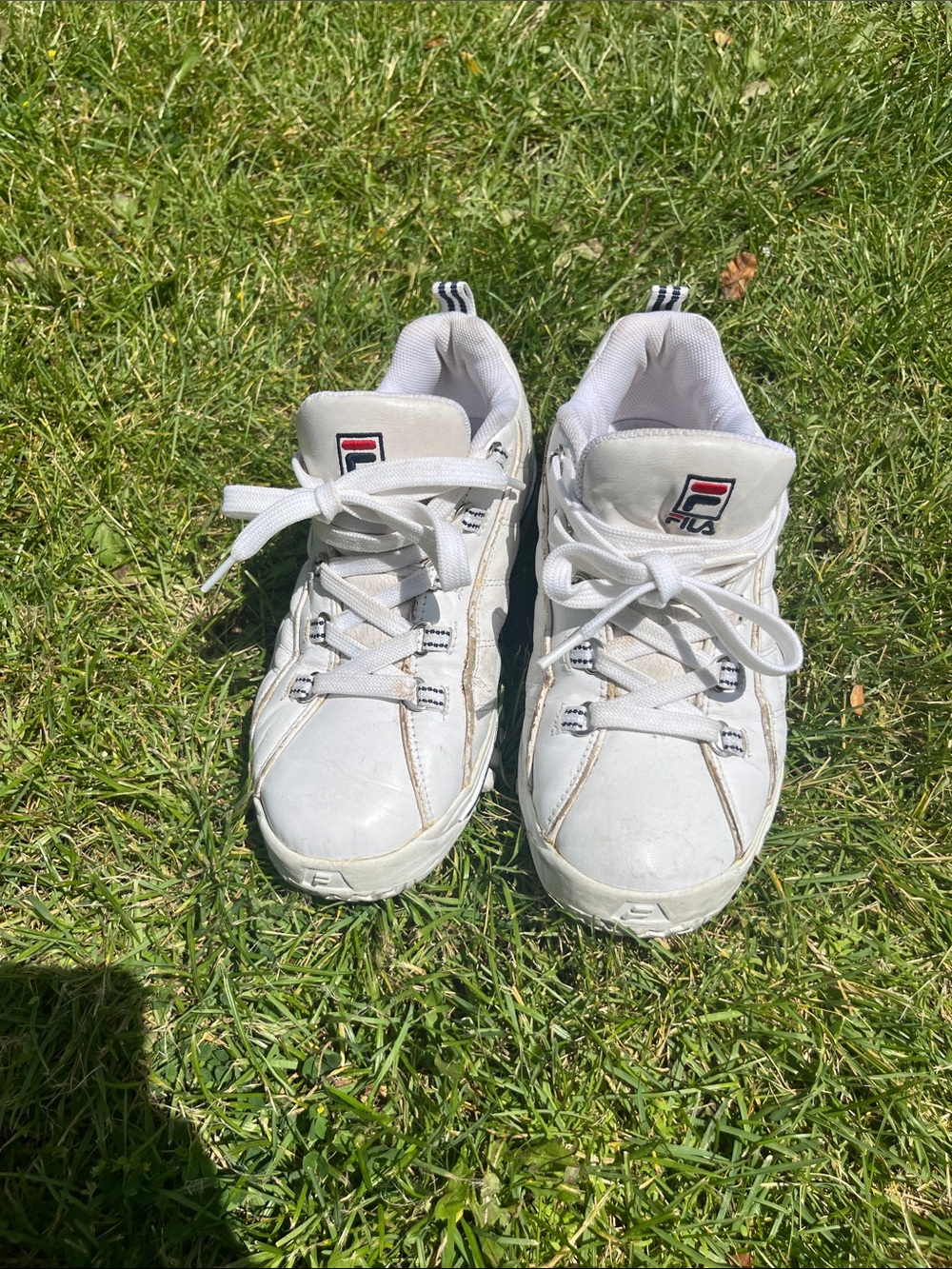Fila White Lace-Up Sneakers with Navy-Red Logo